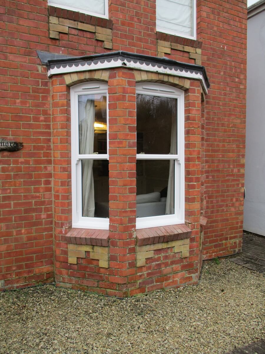 White PVCu Sliding Sash Bay window